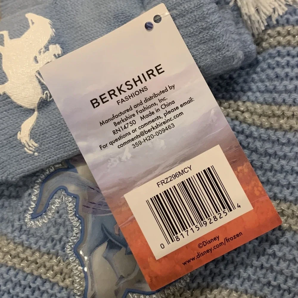 Berkshire Girls 2 Piece Frozen Hat Mittens Set New with Tags Blue Ear Flaps Poms
